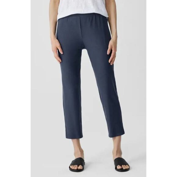 Eileen Fisher Womens Navy Blue High Waist Slim Crop Pants‎ Pull on Size M - Picture 1 of 11